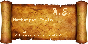 Marberger Ervin névjegykártya